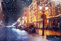 City Ã¢â¬â¹Ã¢â¬â¹pedestrian street night city lights Royalty Free Stock Photo